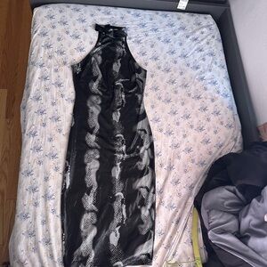 Fashion Nova Black and White Midi Dress